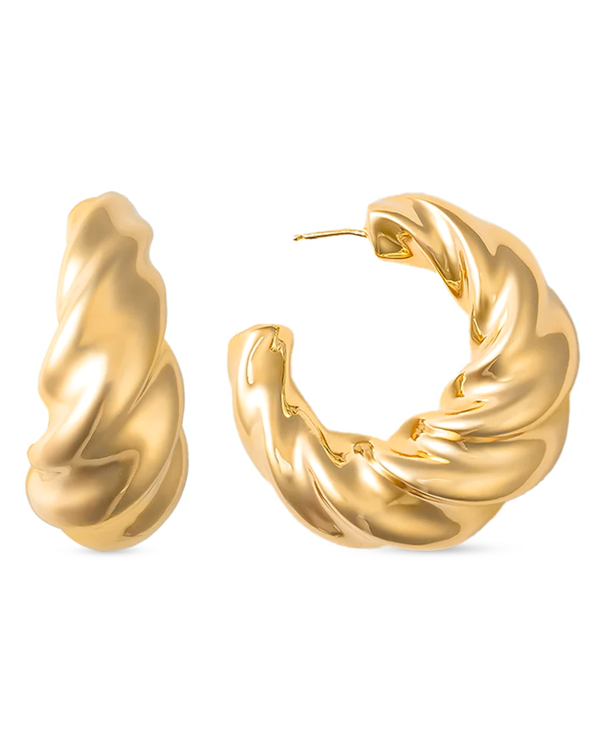 Alessandra Chunky Bold Hoop Earrings Silver — sculptural 18K gold-plated statement earrings, hypoallergenic demi-fine jewelry