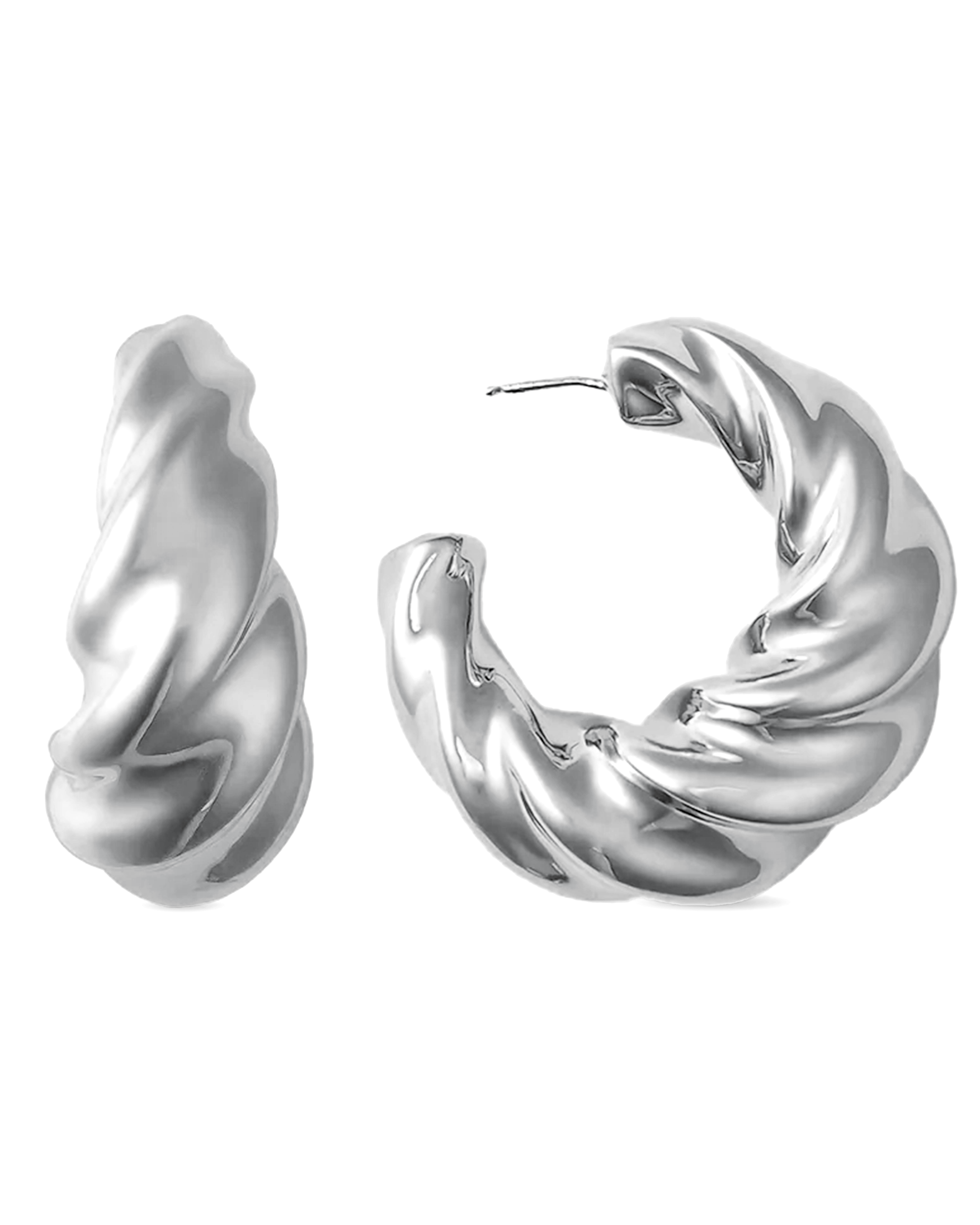 Alessandra Chunky Bold Hoop Earrings Gold — sculptural 18K gold-plated statement earrings, hypoallergenic demi-fine jewelry