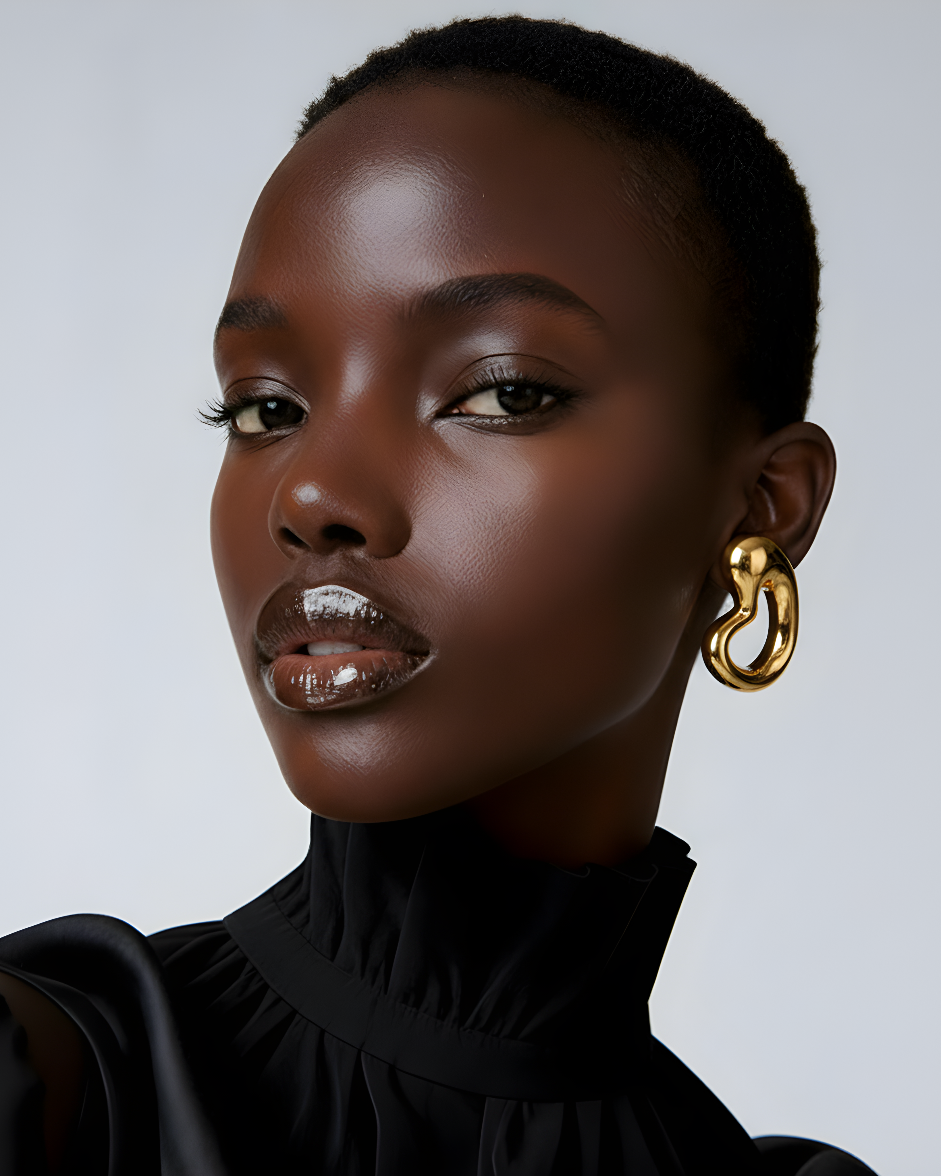 model wearing Carla Gold Earrings