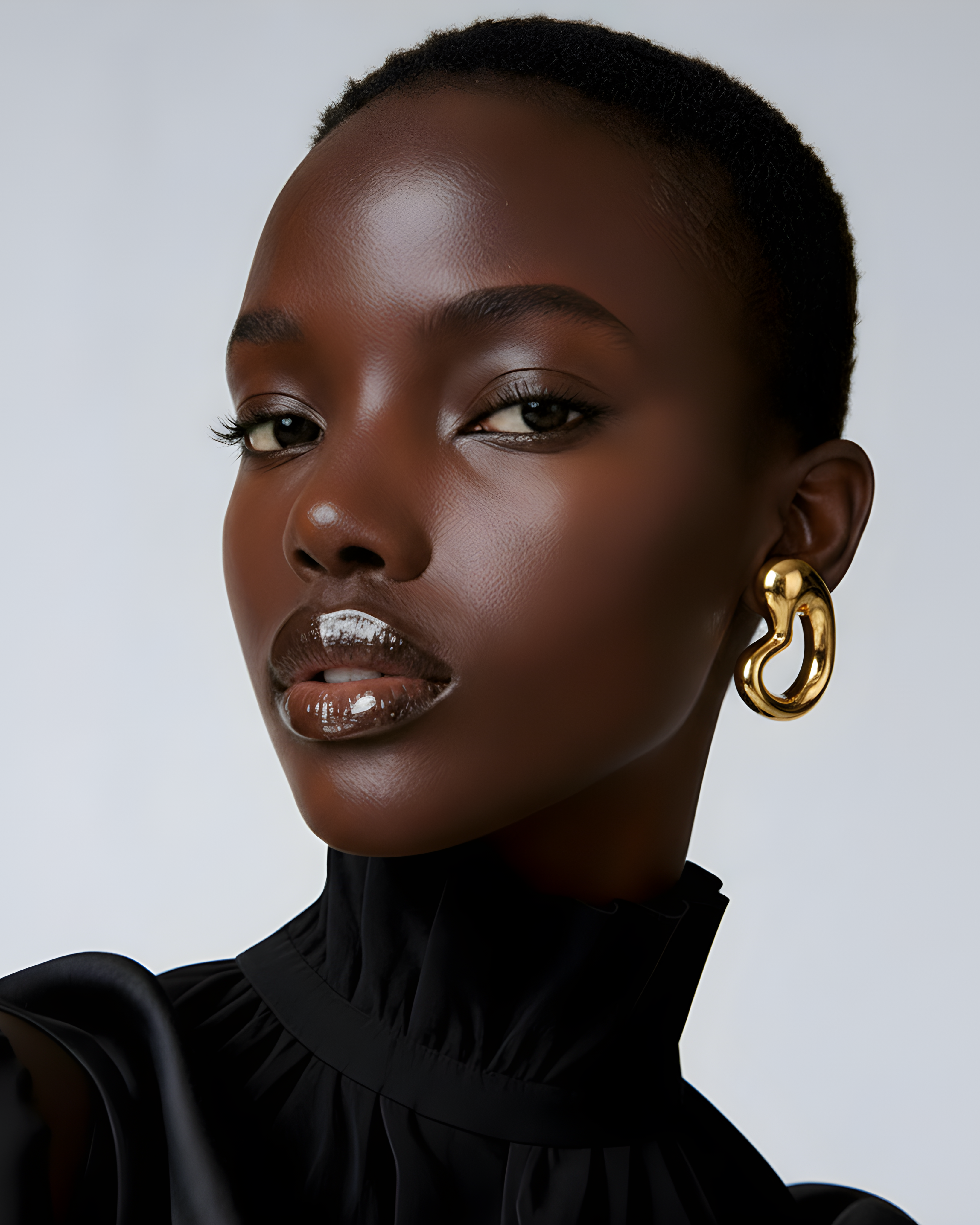 model wearing Carla Gold Earrings