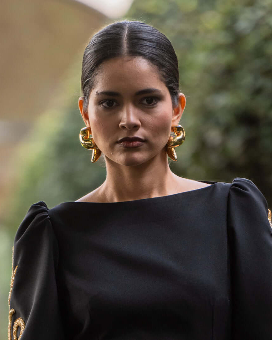 Connie Thick Twist Statement Earrings — sculptural 18K gold-plated statement earrings, hypoallergenic demi-fine jewelry