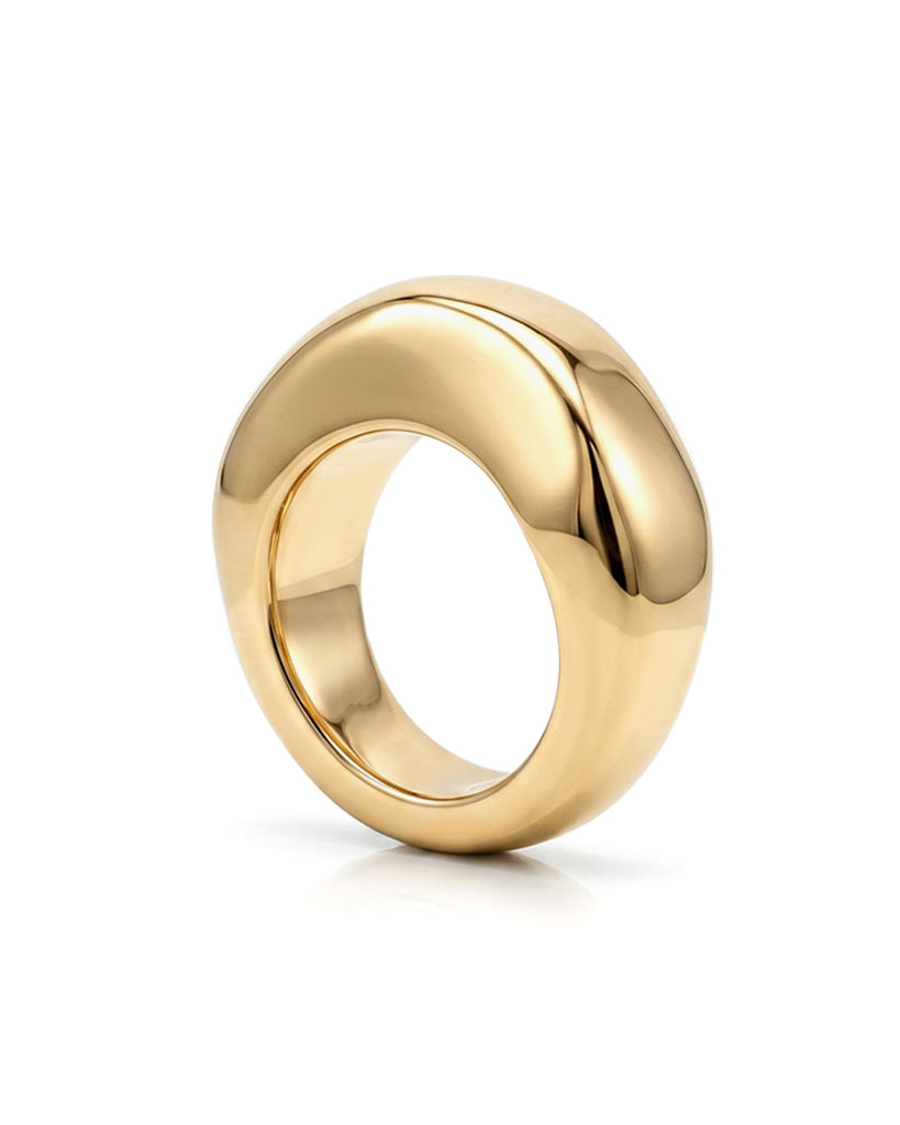 Stella Geometric Statement Ring — bold 18K gold-plated statement ring, hypoallergenic demi-fine jewelry