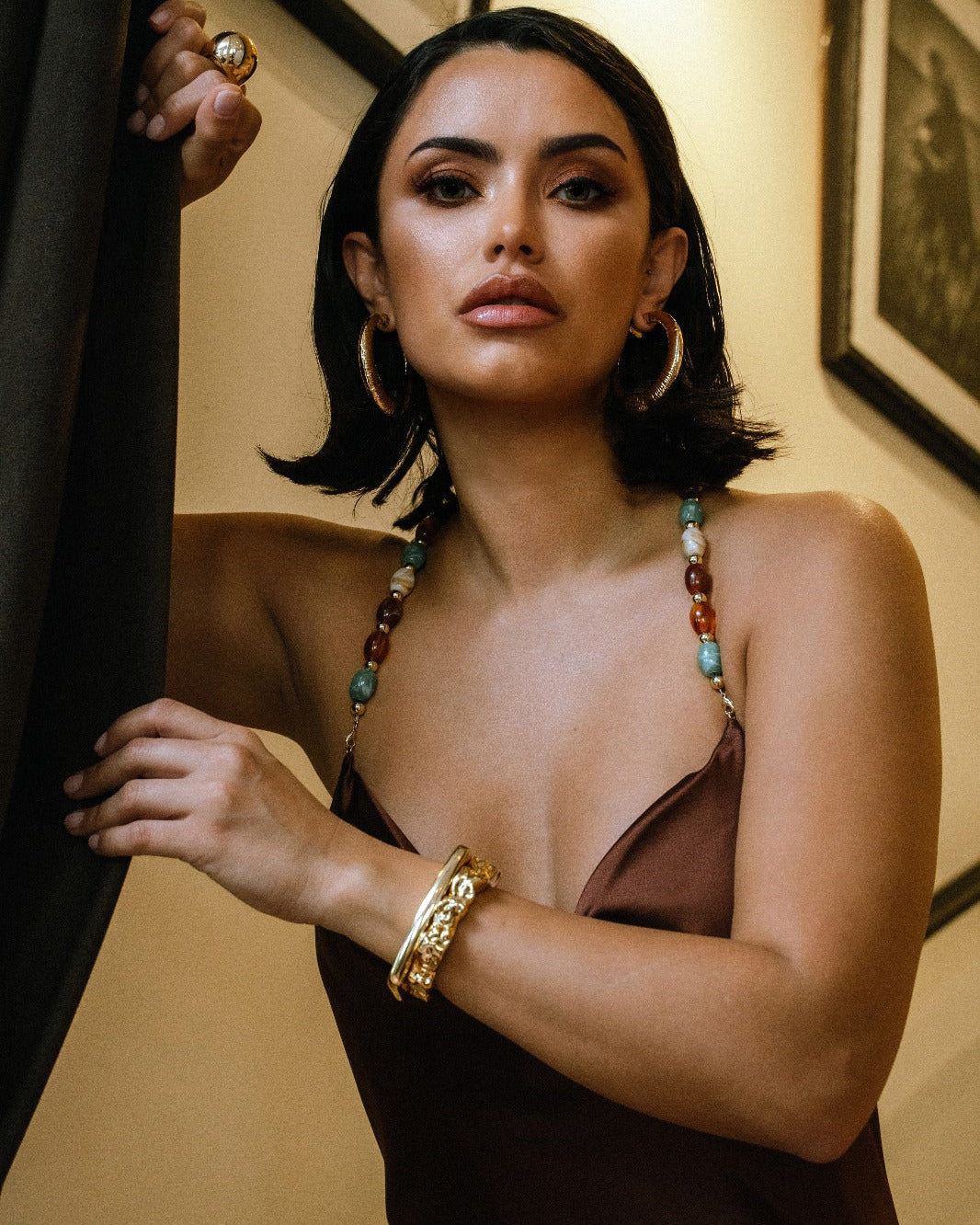 Jolie Textured Open Hoop Earrings — sculptural 18K gold-plated statement earrings, hypoallergenic demi-fine jewelry