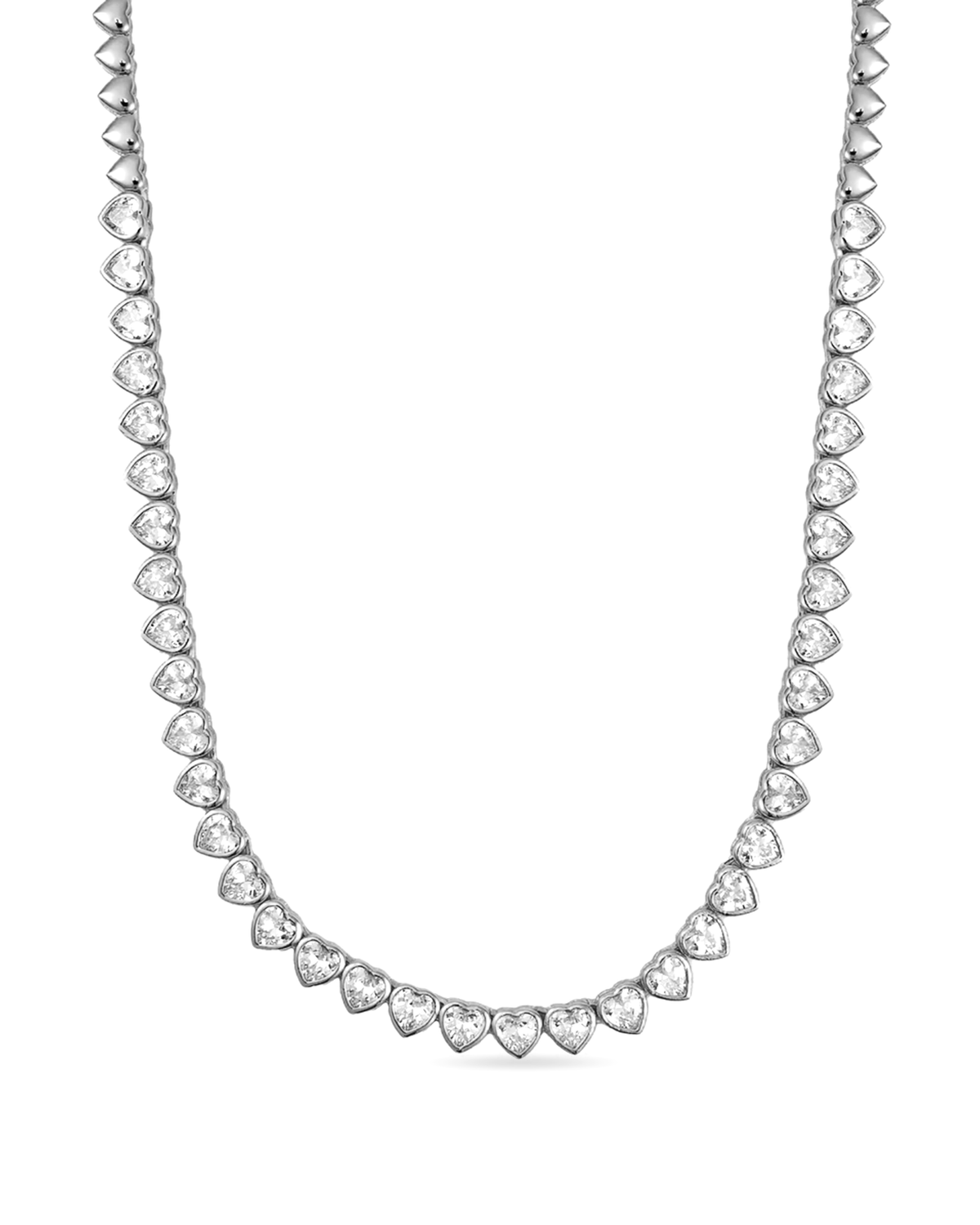Yasmin Heart Delicate Tennis Necklace Gold — 18K gold-plated statement jewelry, hypoallergenic demi-fine piece by Denise
