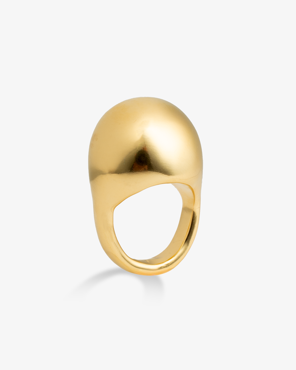 Large sculptural gold dome ring front view
