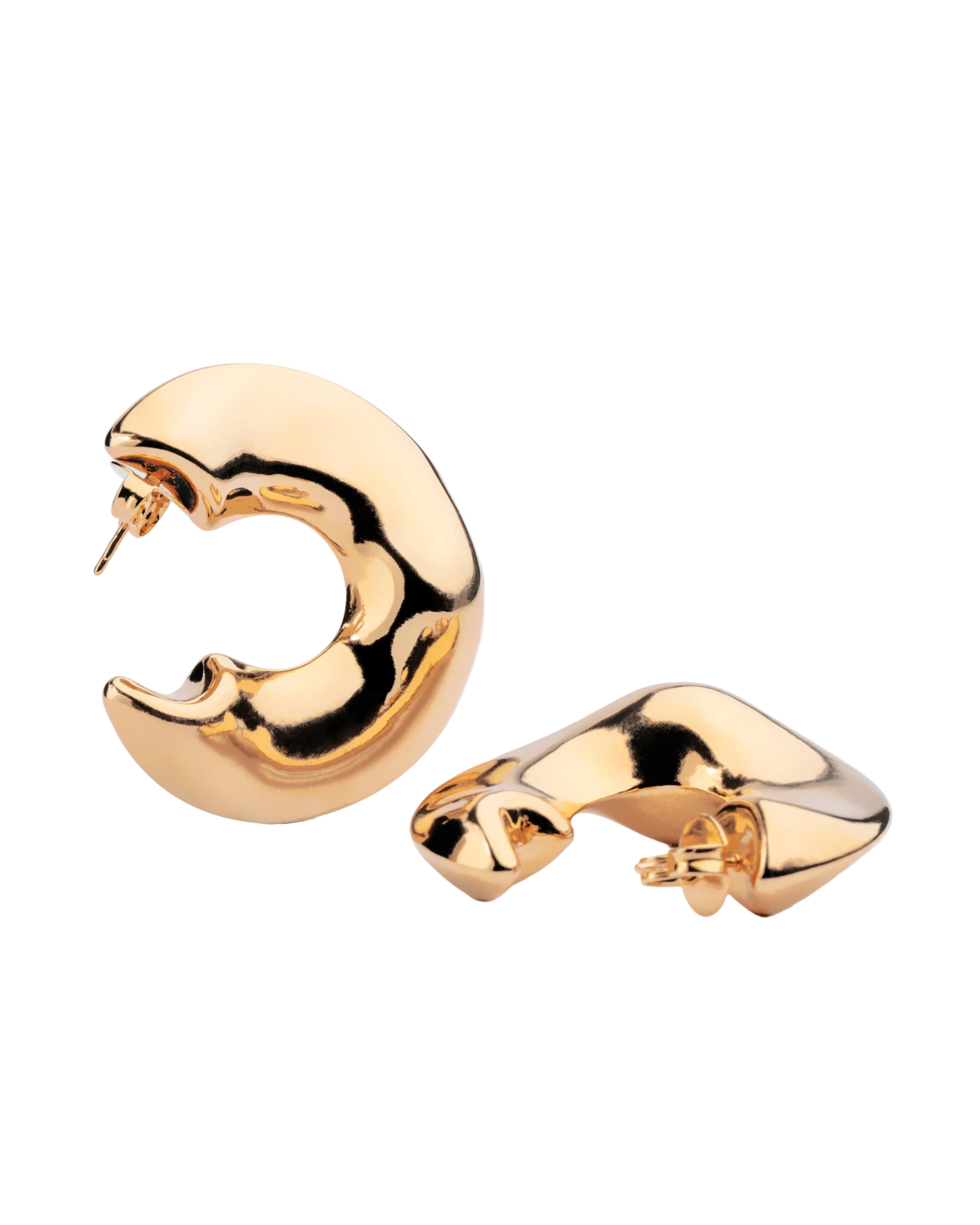 Gold plated classic hoop earrings with clean circular shape and polished finish