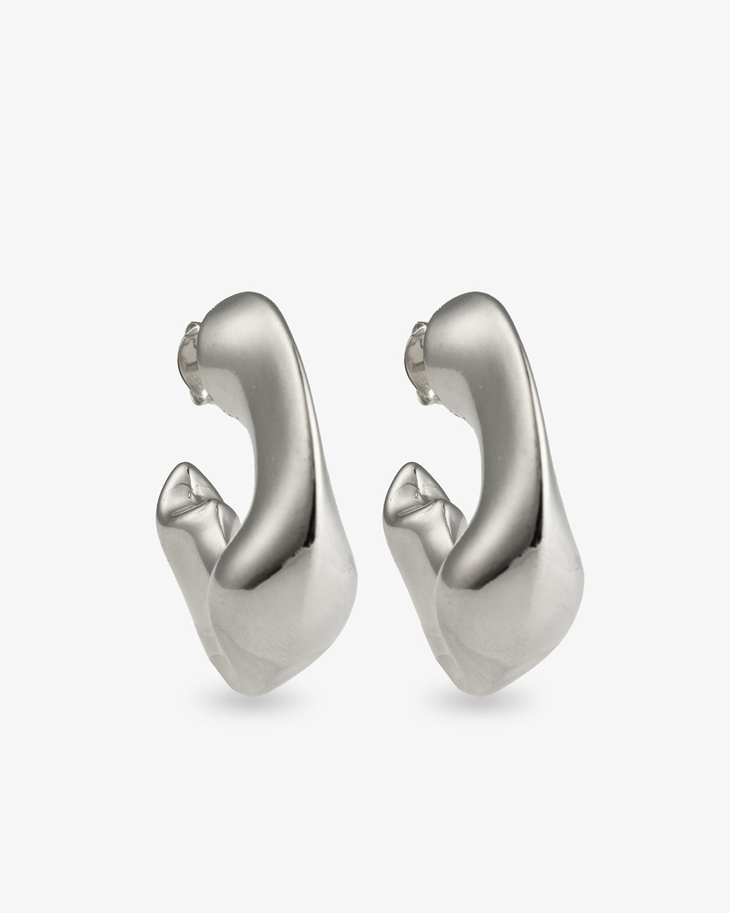 Chunky sculptural silver hoop earrings
