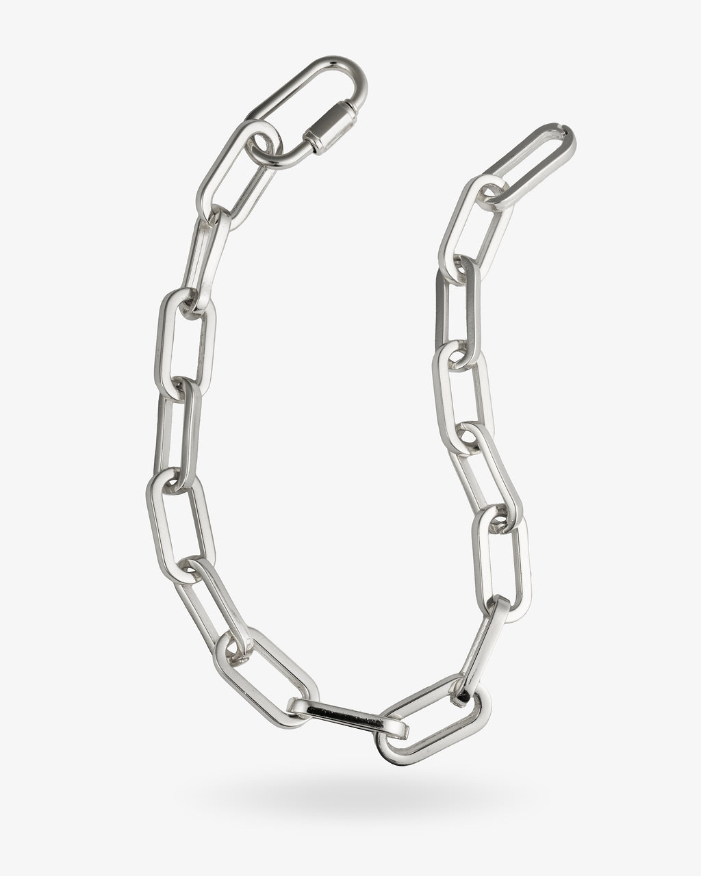 silver paperclip link choker necklace front detail
