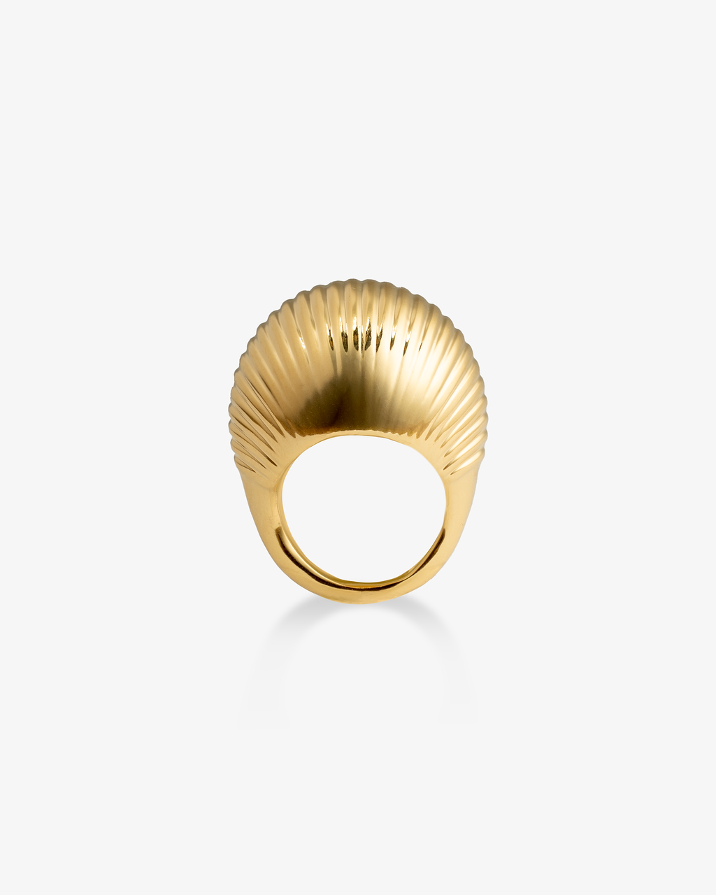 Ribbed dome gold statement ring front view