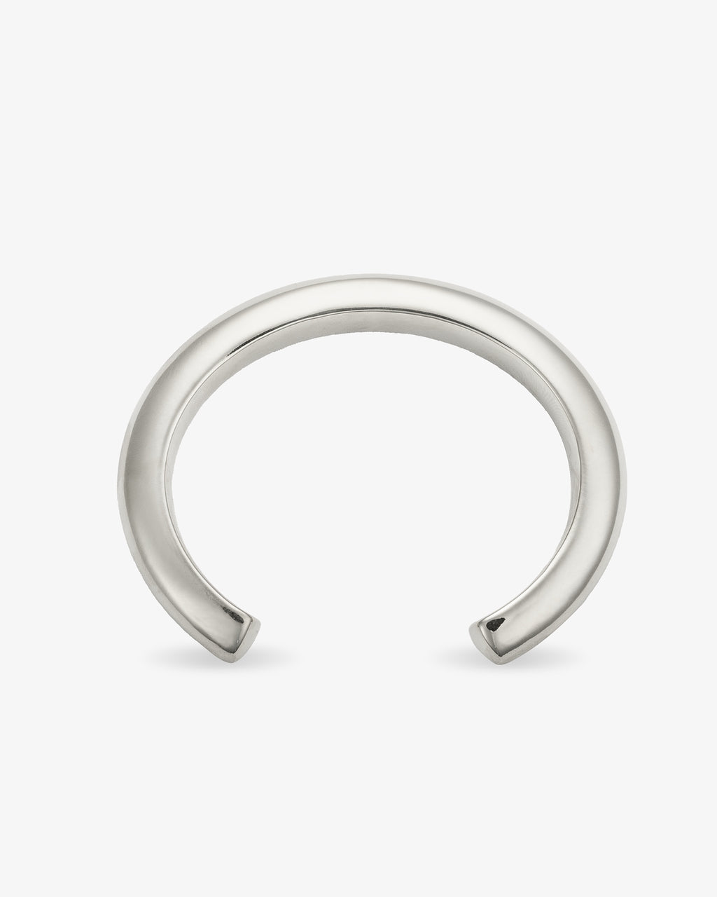 Polished silver open cuff bracelet top view