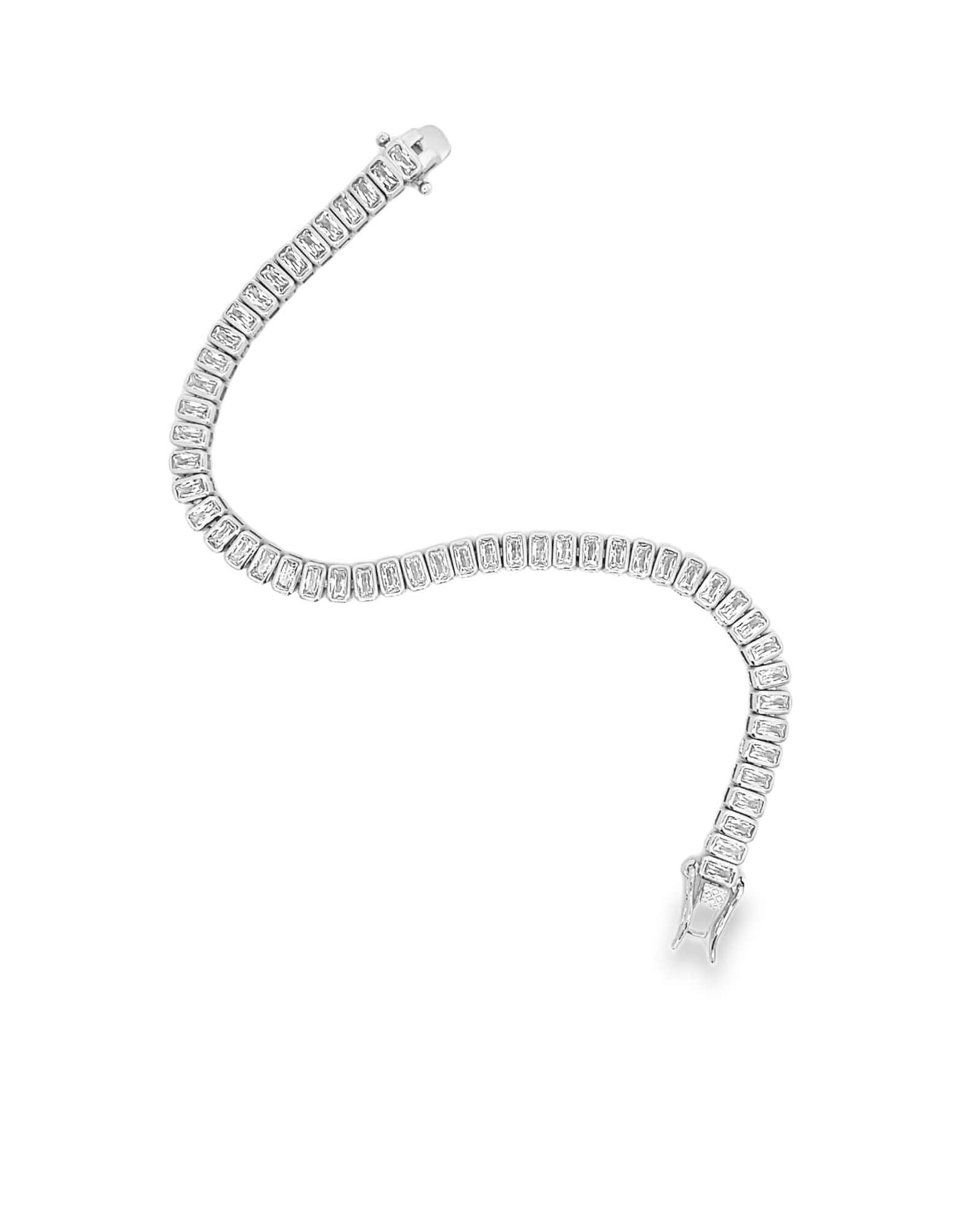 Cubic zirconia necklace available in gold plated and rhodium plated finishes with high shine