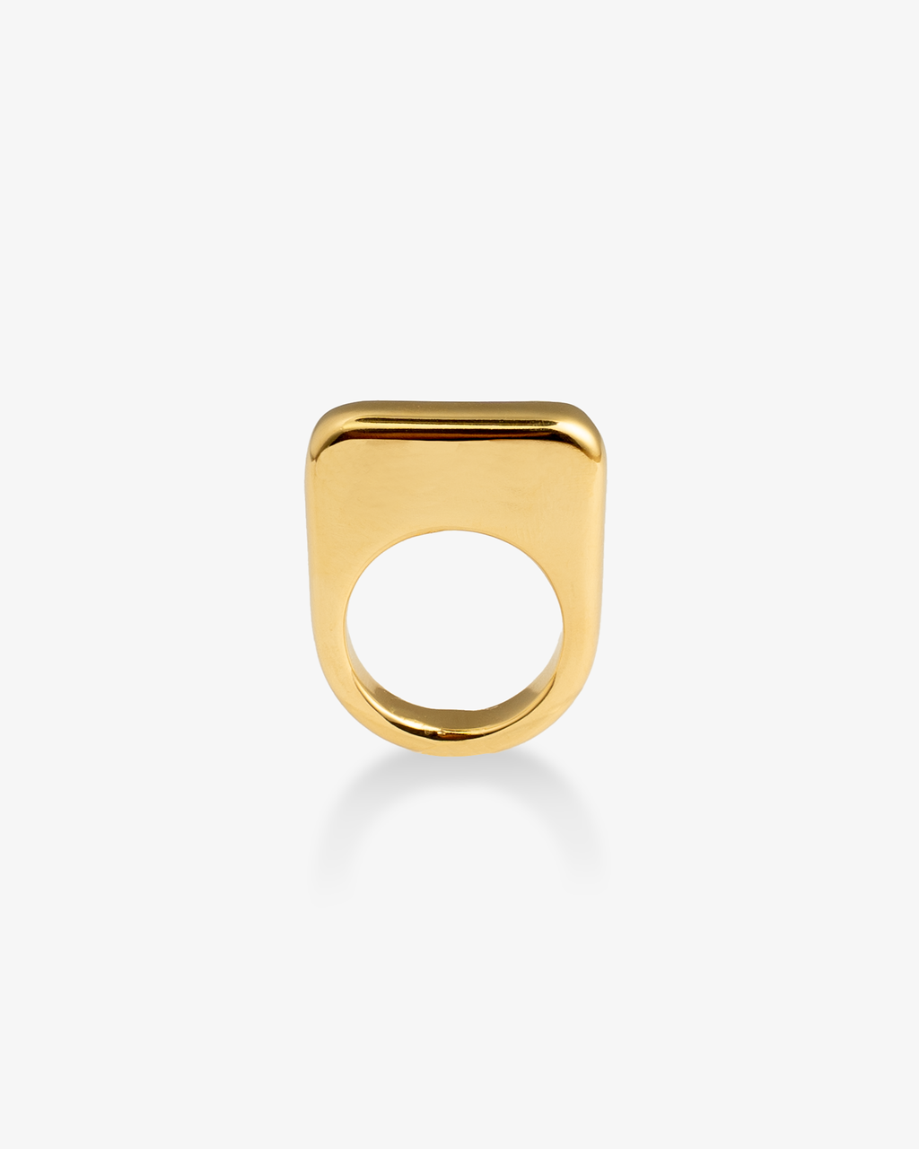 Chunky square gold signet statement ring front view