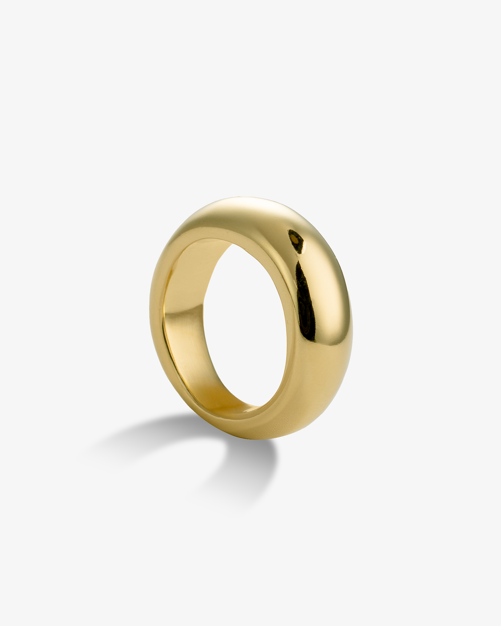 Rounded gold dome ring angled side view