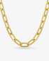 Gold paperclip chain choker necklace with elongated rectangular links