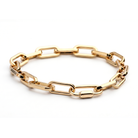 Gold plated chain link necklace with elongated links and adjustable length up to 22 inches
