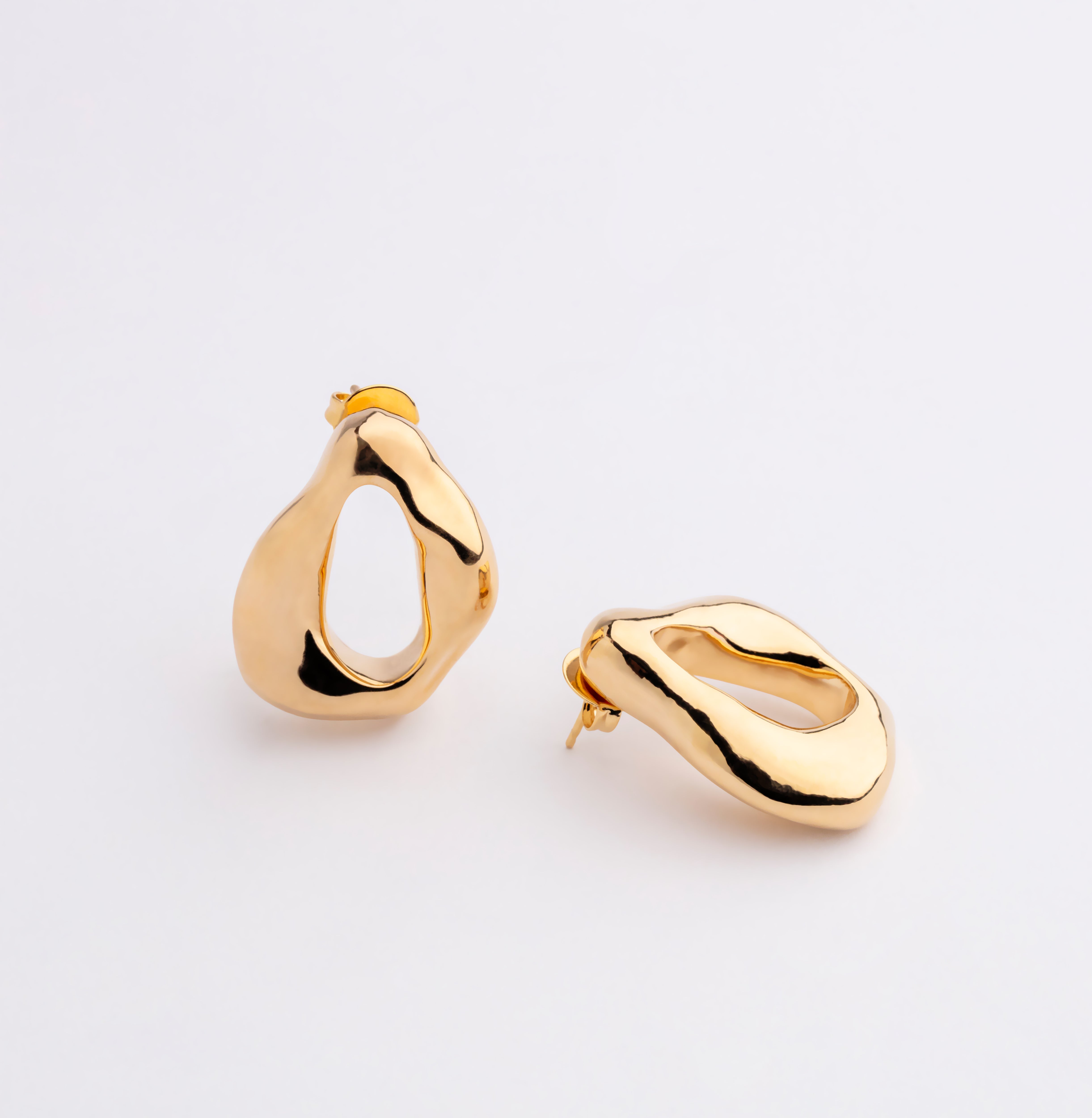 oval abstract style earrings, Chanda Gold Earrings
