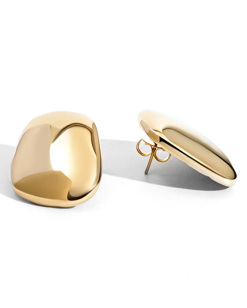 Charlotte Bold Sculptural Earrings — sculptural 18K gold-plated statement earrings, hypoallergenic demi-fine jewelry