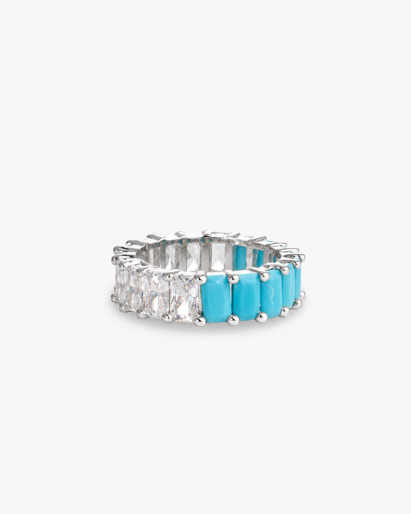 Nita Multicolor Silver Baguette Simulated Diamond Ring