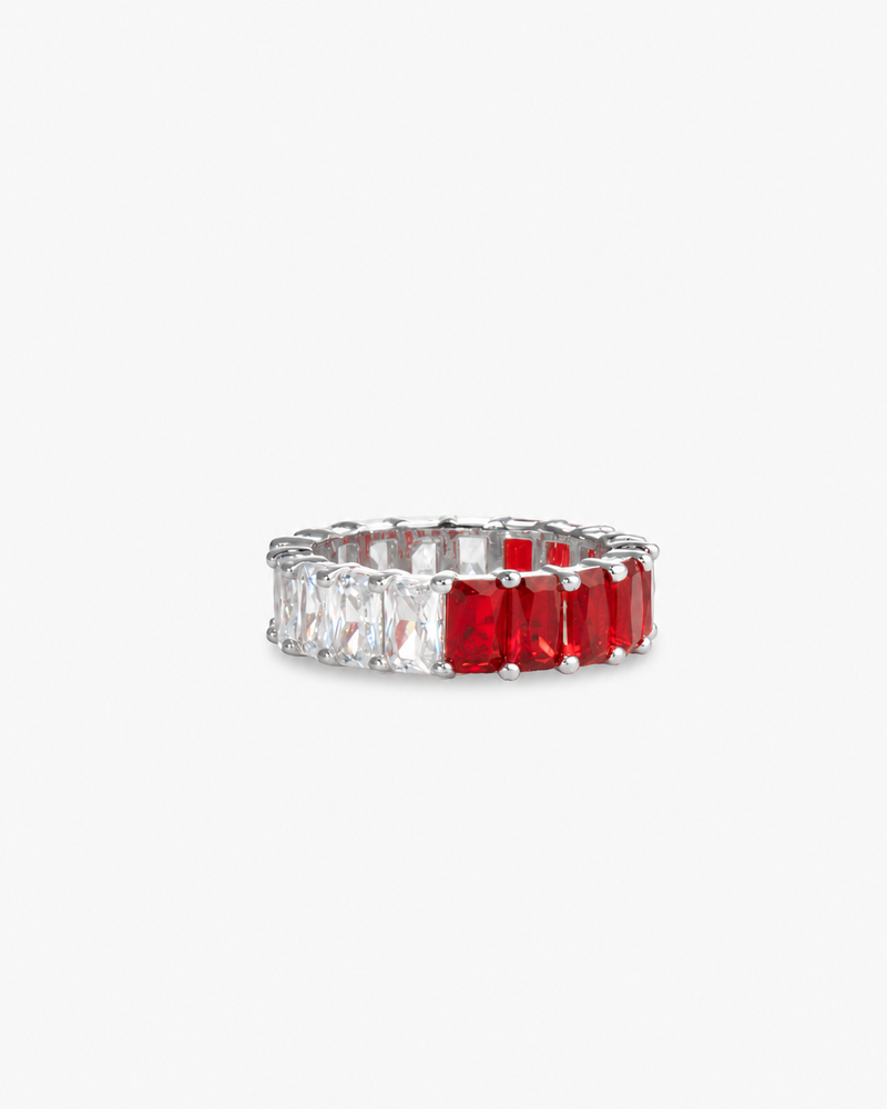 Nita Multicolor Silver Baguette Simulated Diamond Ring