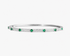 Silver thin bangle bracelet with blue simulated diamond stone detailing, alone product shot on a plain background.