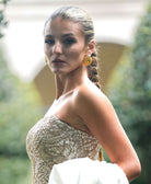 Model wearing Chiara Textured Dome Earrings