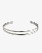 Double bar silver open choker necklace front view