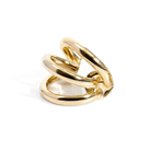 Triple strand ear cuff available in gold plated and rhodium plated finishes with sculptural layered design