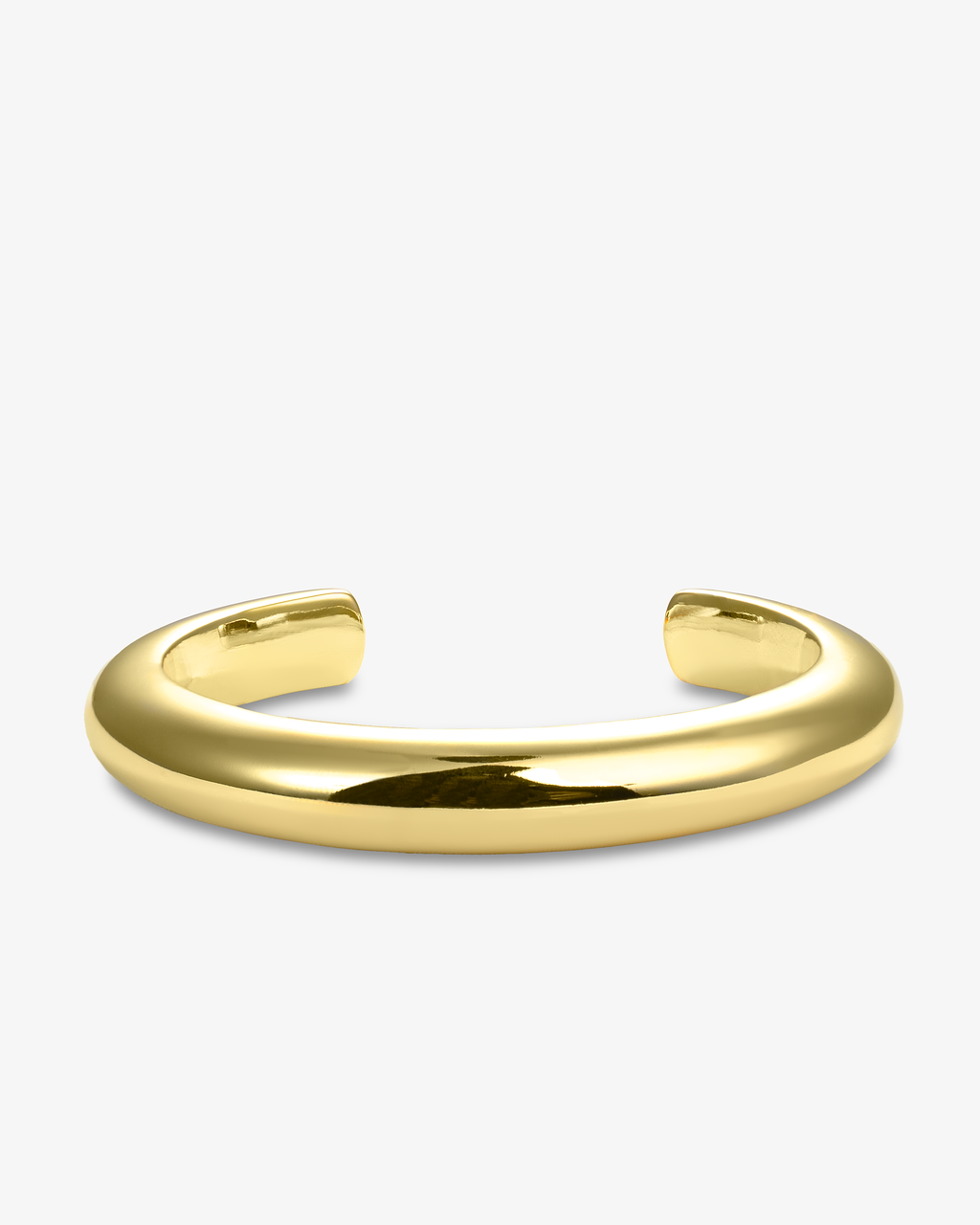 Chunky polished gold open cuff bracelet front view