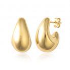 Small sculptural gold and rhodium plated earrings with rounded molten-inspired design and polished high shine finish, 24mm diameter