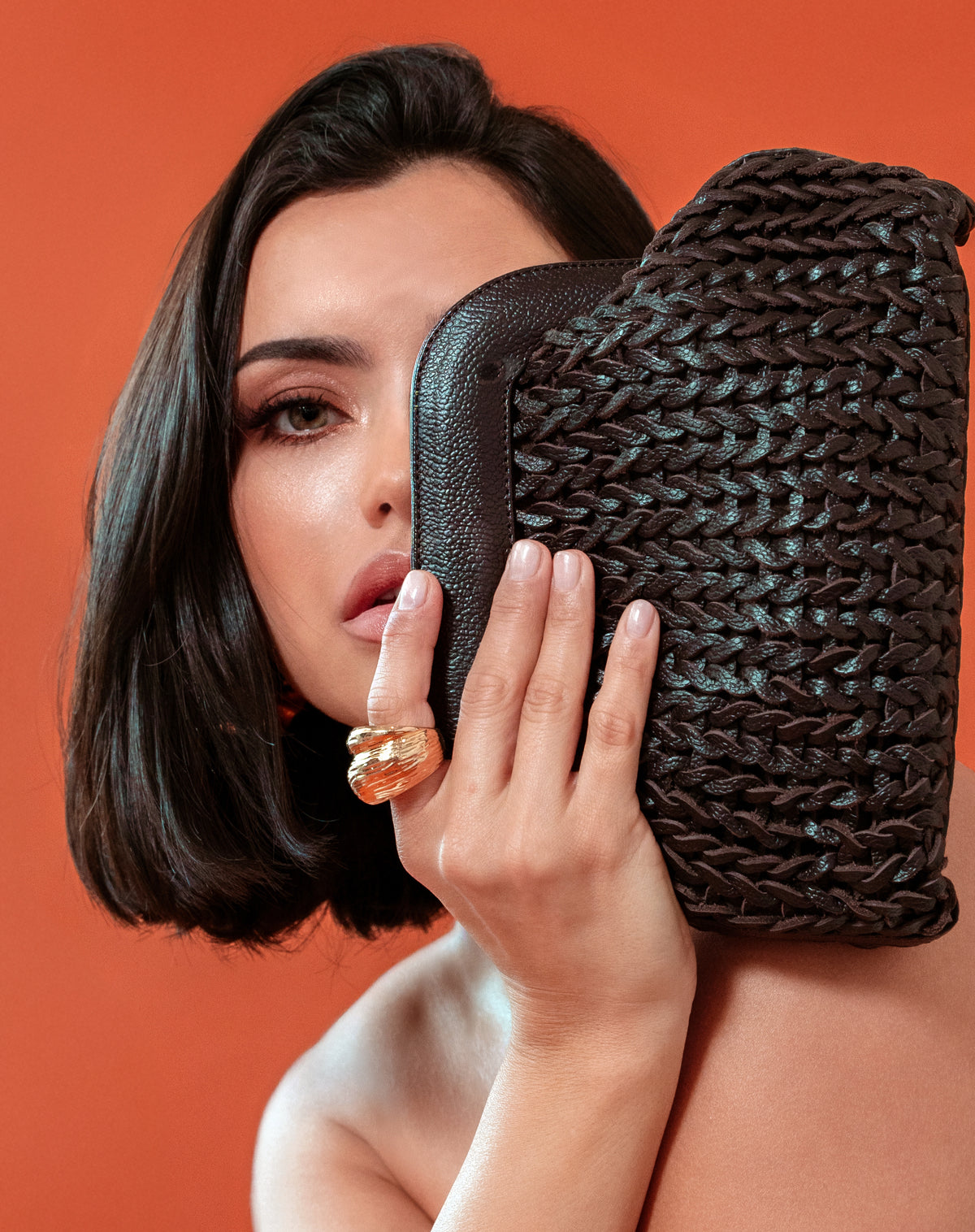 Model wearing Paloma Bold Sculptural Ring — 18K gold-plated rings by Denise Pacini
