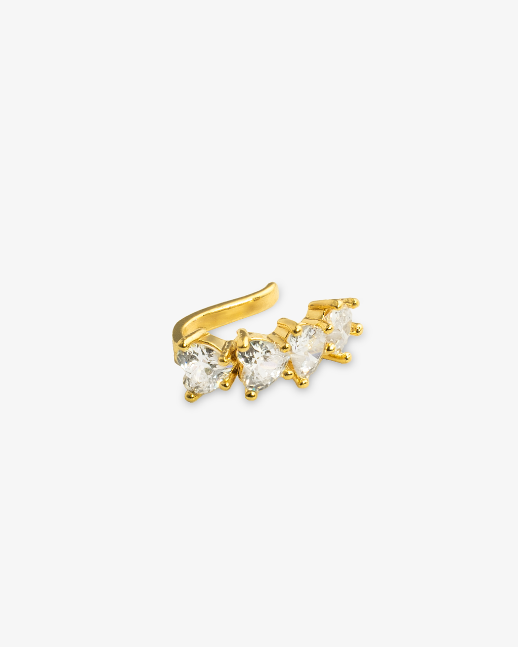 Gold sculptural pave climber ear cuff, alone product shot from a different angle.