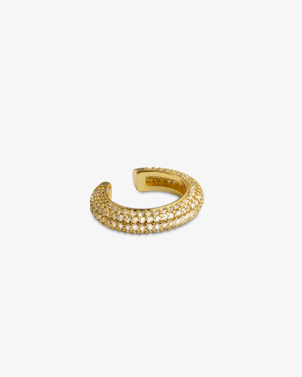 Gold pave simulated diamond ear cuff, alone product shot from a different angle.