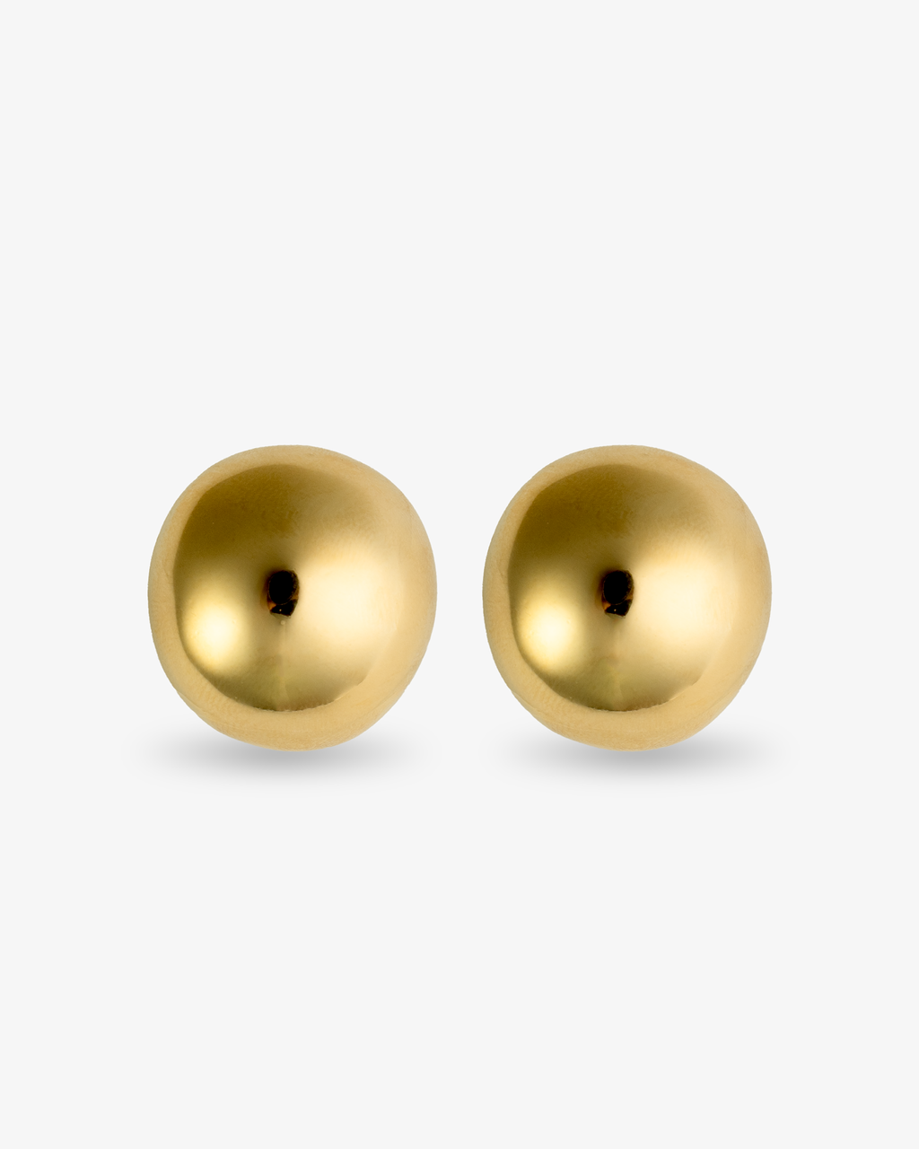 Gold round dome stud earrings, alone product shot of the pair on a plain background.