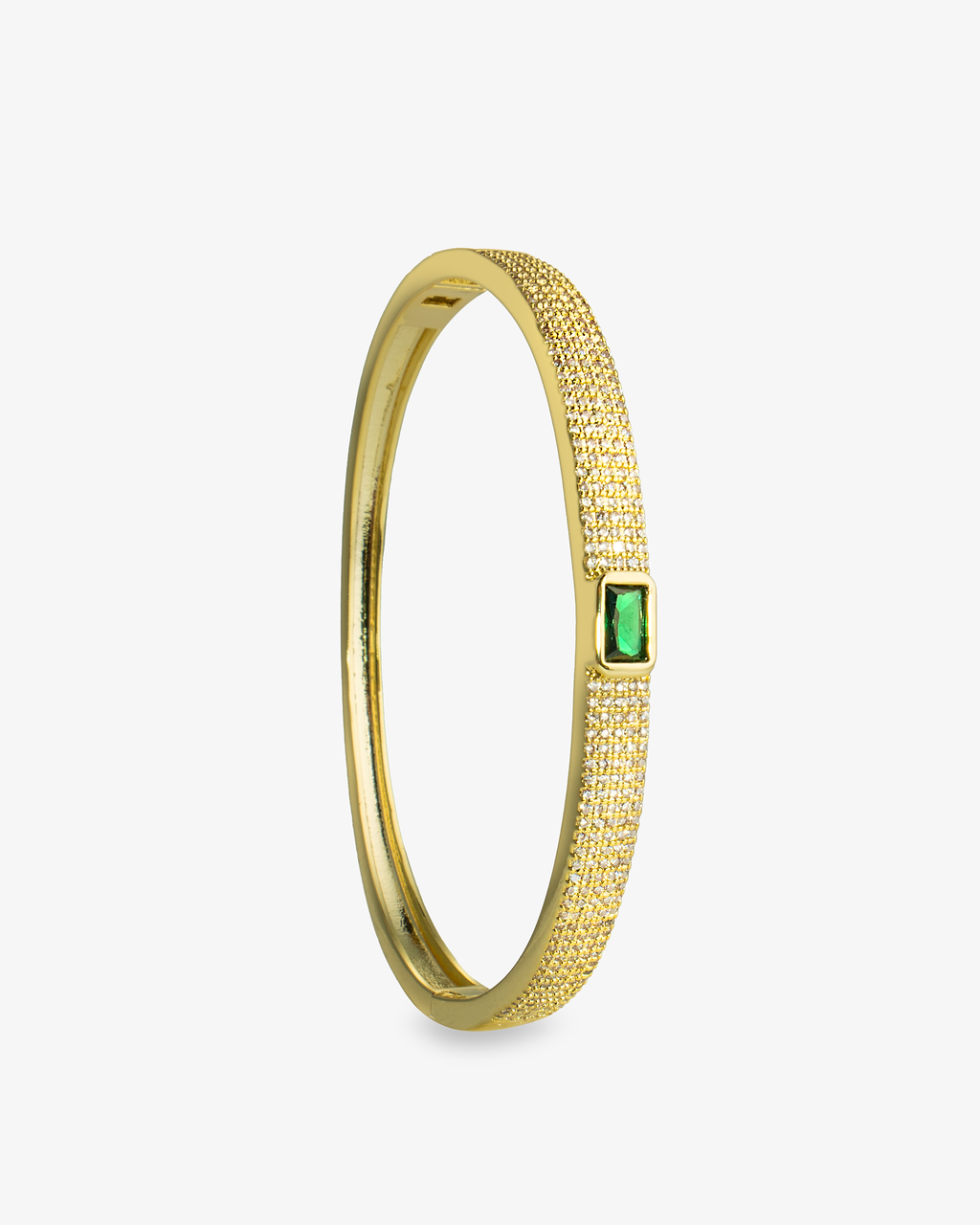 Gold textured bangle bracelet, alone product shot from another angle.