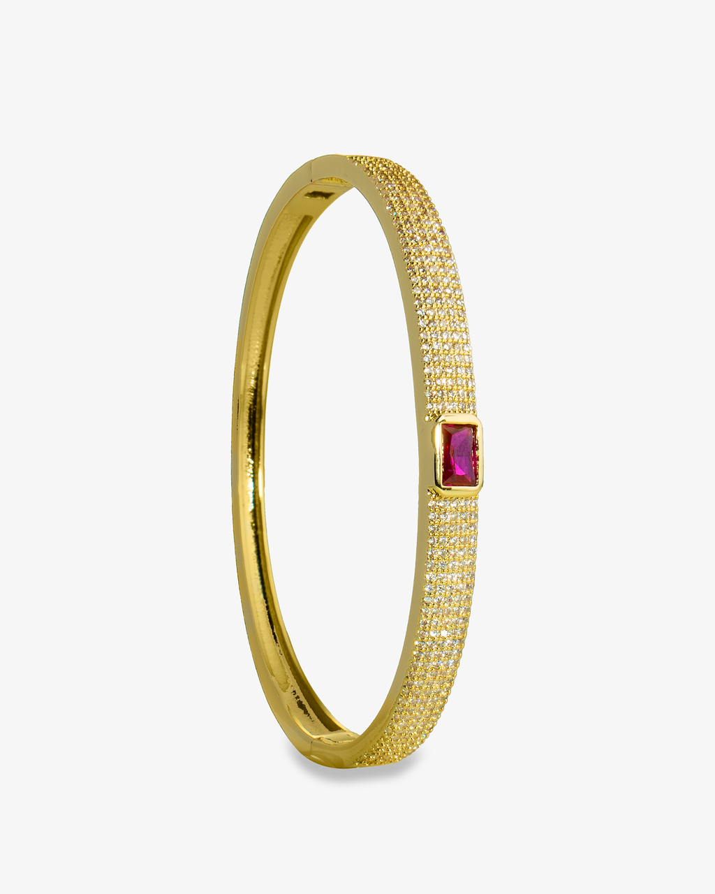 Gold textured bangle bracelet, alone product shot from a different angle.