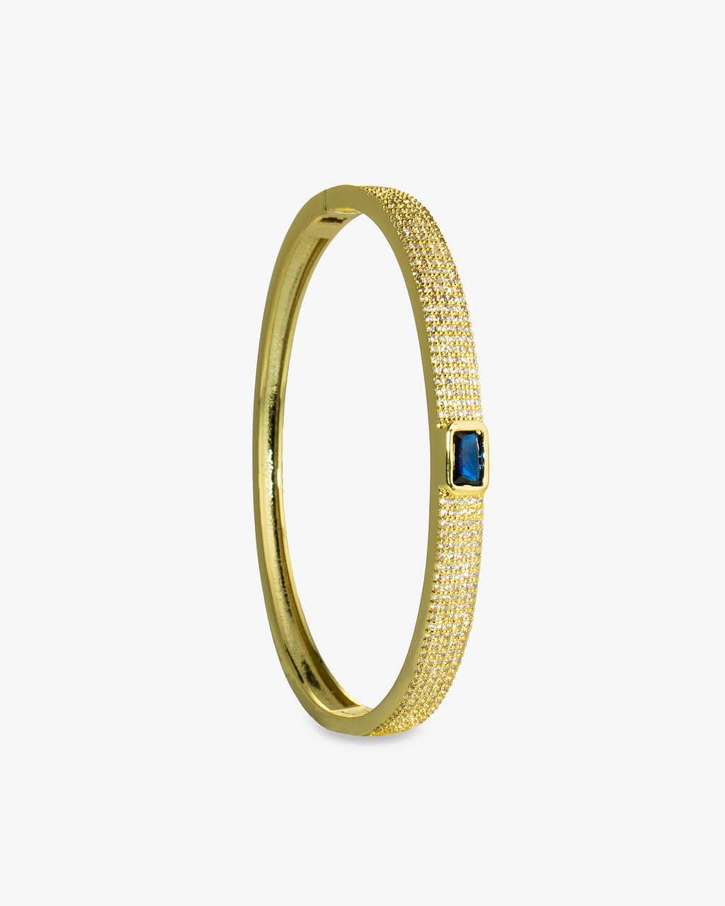 Gold textured bangle bracelet, alone product shot from another angle.