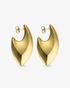 Gold organic sail-shaped drop statement earrings, alone product shot of the pair on a plain background.