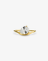 Gold pear-shaped simulated diamond pinky ring, alone product shot on a plain background.
