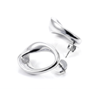 Abstract oval earrings available in gold plated and rhodium plated finishes with sculptural geometric design