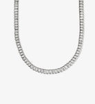 Silver emerald-cut tennis choker necklace with rectangular clear stones