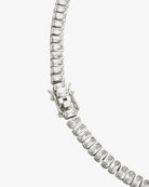 Silver emerald-cut tennis choker necklace with rectangular clear stones