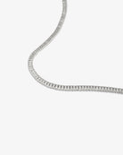 Silver emerald-cut tennis choker necklace with rectangular clear stones