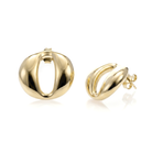 Dome earrings available in gold plated and rhodium plated finishes with smooth sculptural design