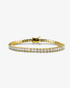 Gold square-cut simulated diamond tennis bracelet, alone product shot on a plain background.