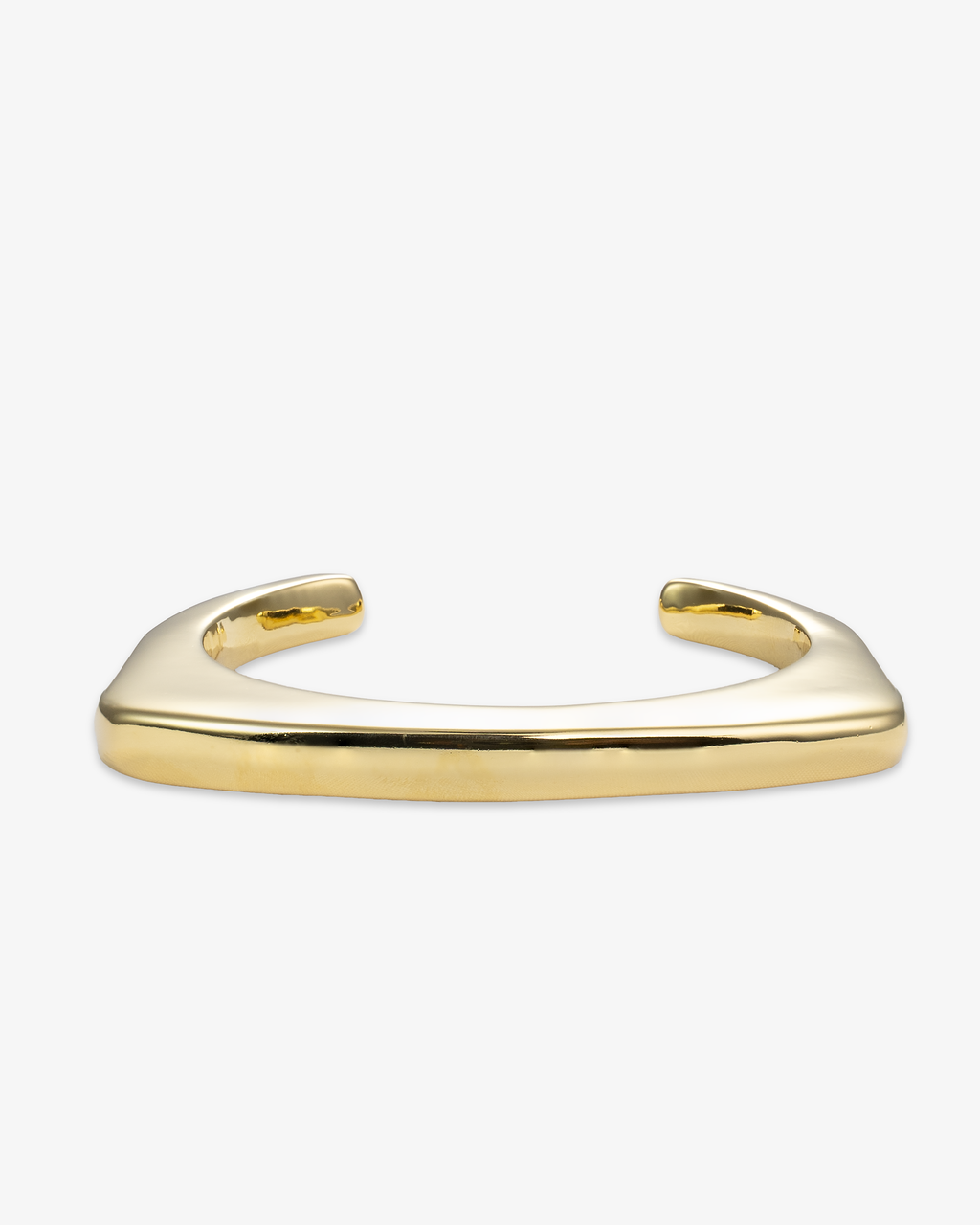 Sculptural geometric gold cuff bracelet side view