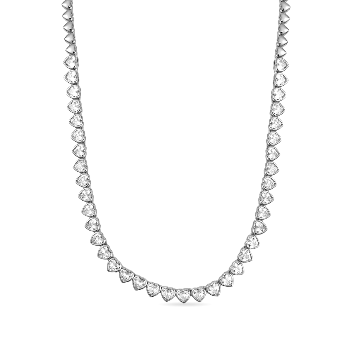 Yasmin Heart Delicate Tennis Necklace Gold — 18K gold-plated statement jewelry, hypoallergenic demi-fine piece by Denise