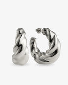 Chunky Twisted Sculptural silver Hoop Earrings