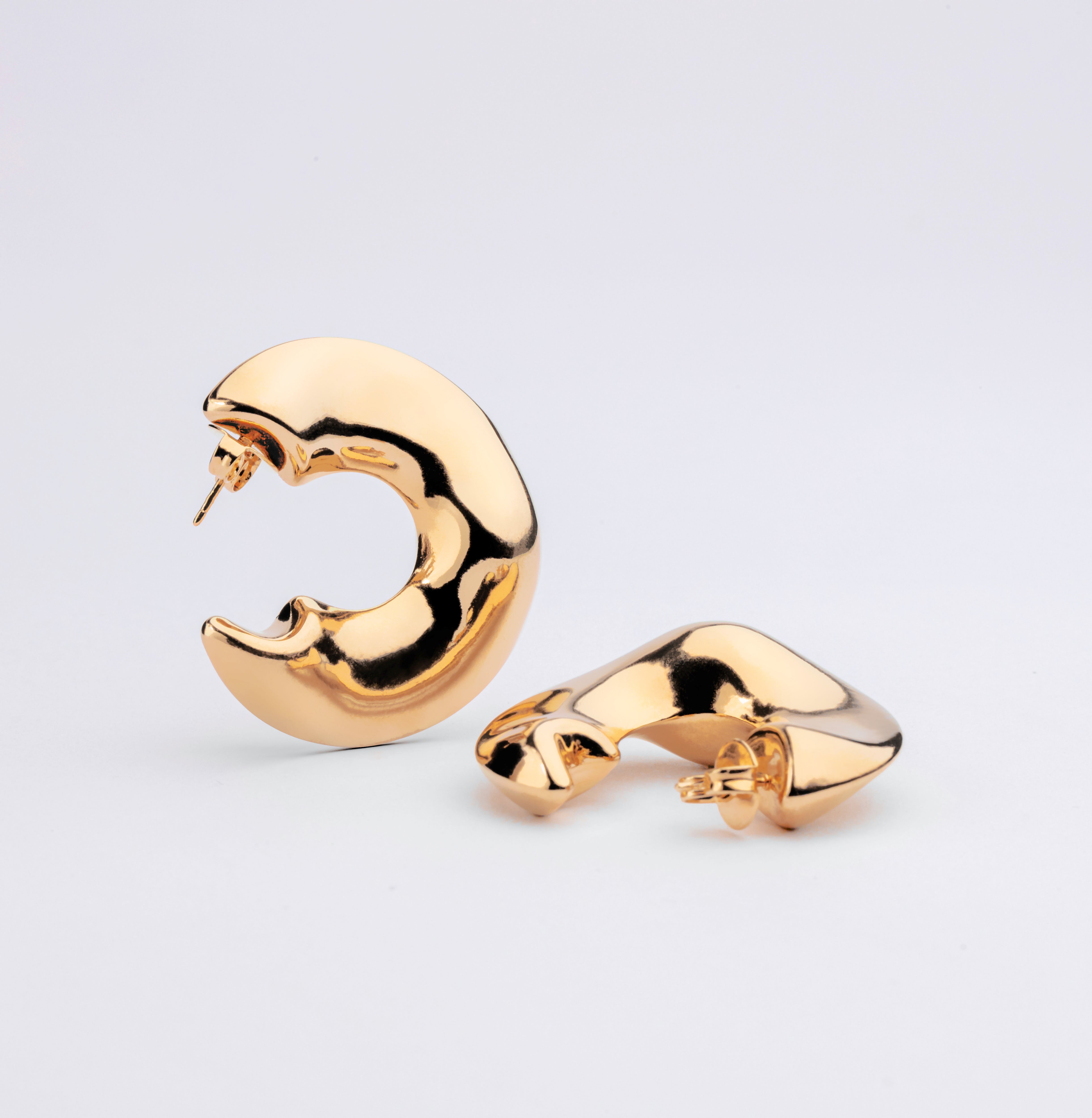 Gold plated classic hoop earrings with clean circular shape and polished finish