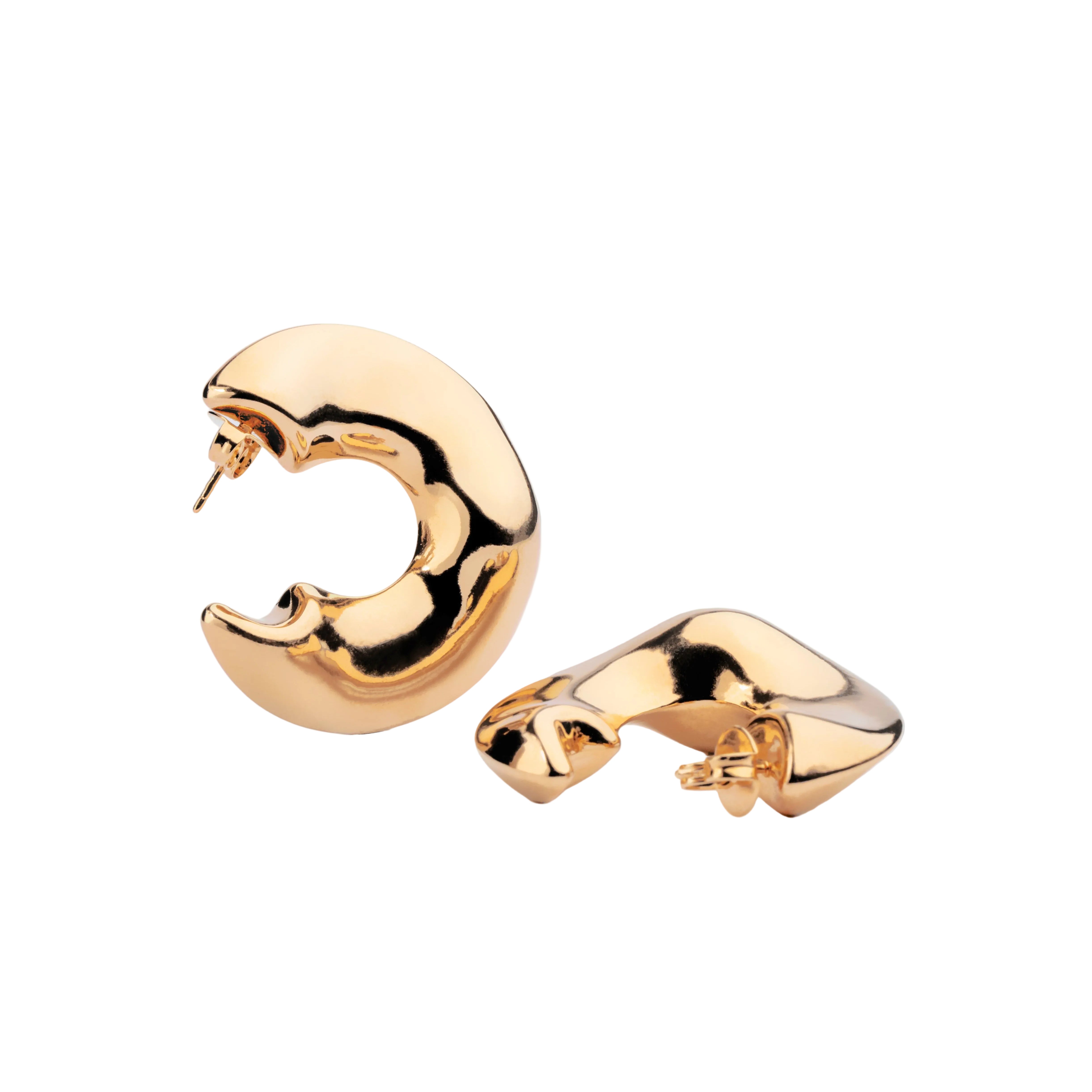Gold plated classic hoop earrings with clean circular shape and polished finish