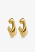 Chunky sculptural gold hoop earrings front view